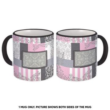 Arabesque Patchwork : Gift Mug Polka Dots Stripes Pattern Fabric Abstract Print Art