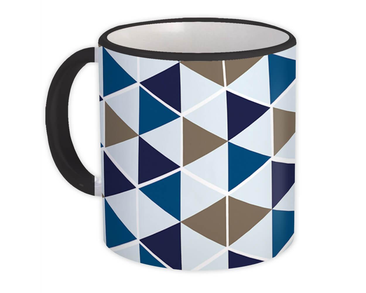 Gift Mug : Triangles Abstract Shape Modern Home Decor Blue