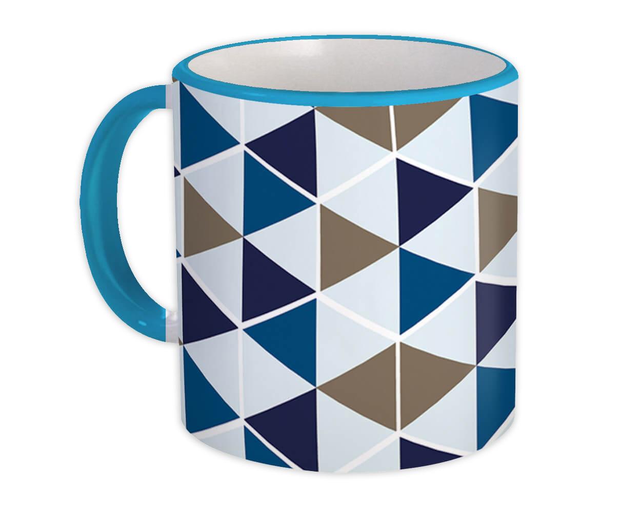 Gift Mug : Triangles Abstract Shape Modern Home Decor Blue