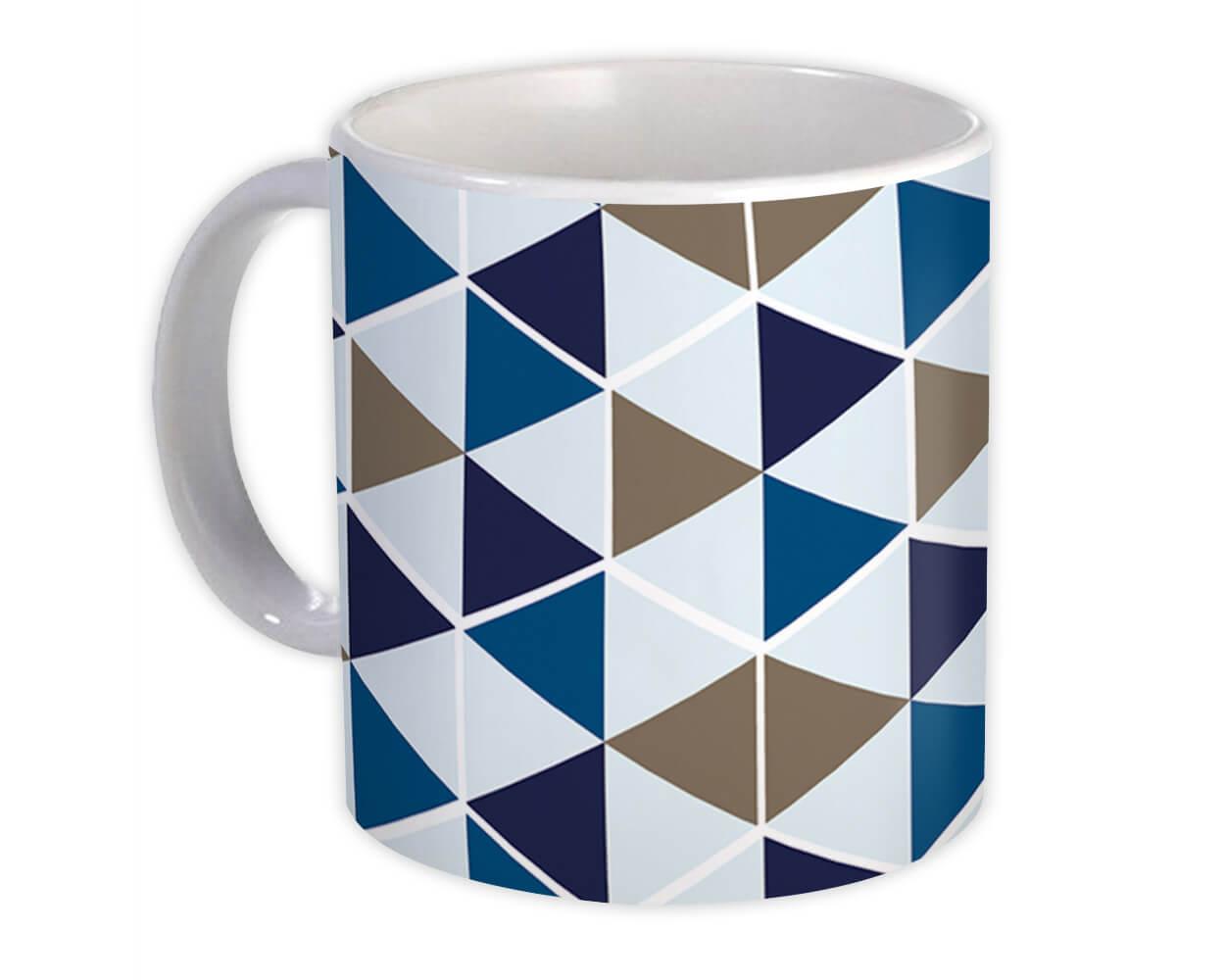 Gift Mug : Triangles Abstract Shape Modern Home Decor Blue