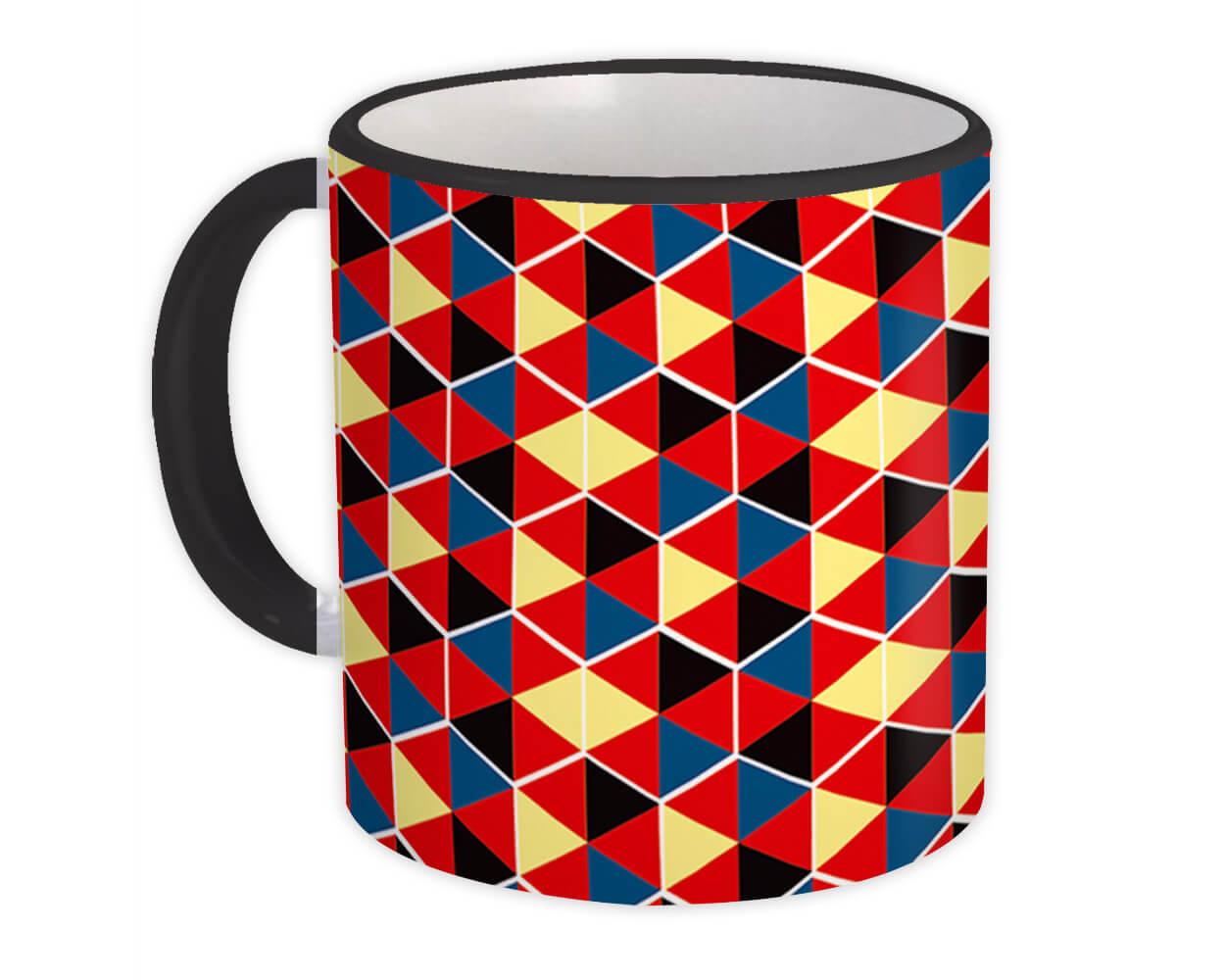 Gift Mug : Triangles Abstract Shape Modern Home Decor Red Yellow Blue