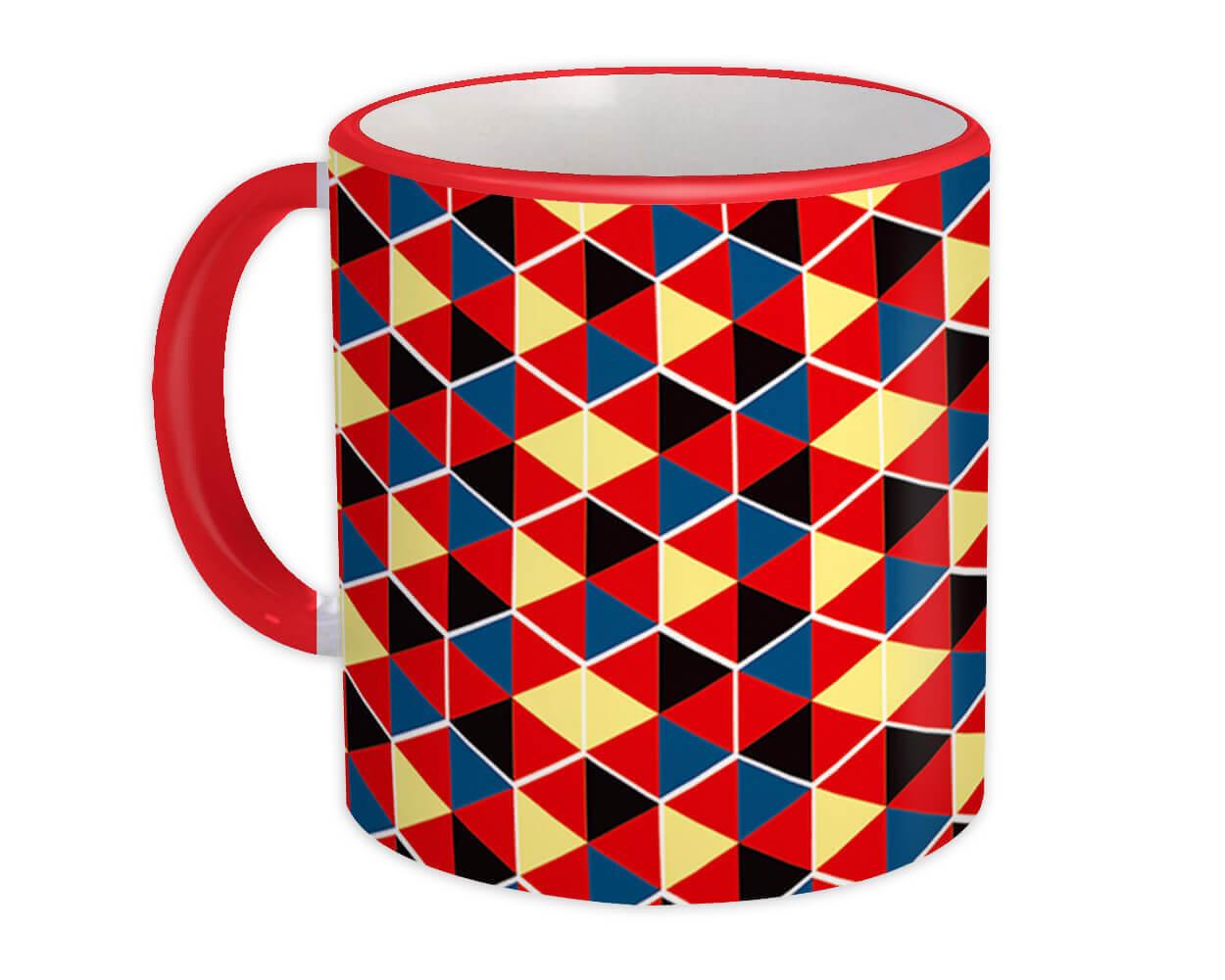 Gift Mug : Triangles Abstract Shape Modern Home Decor Red Yellow Blue