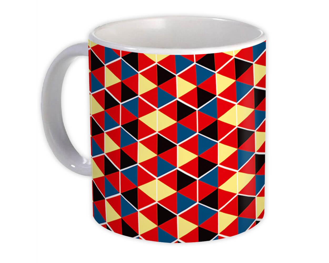 Gift Mug : Triangles Abstract Shape Modern Home Decor Red Yellow Blue