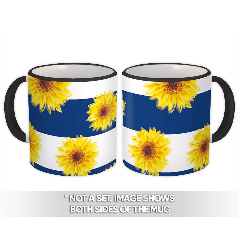 Gift Mug : Sunflowers Stripes Floral Pattern Lines Kitchen Decor Smoky Drawing