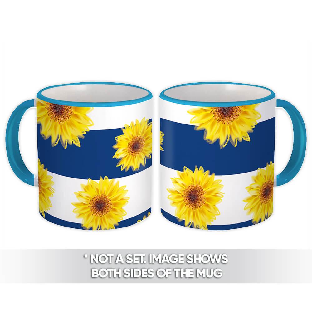 Gift Mug : Sunflowers Stripes Floral Pattern Lines Kitchen Decor Smoky Drawing