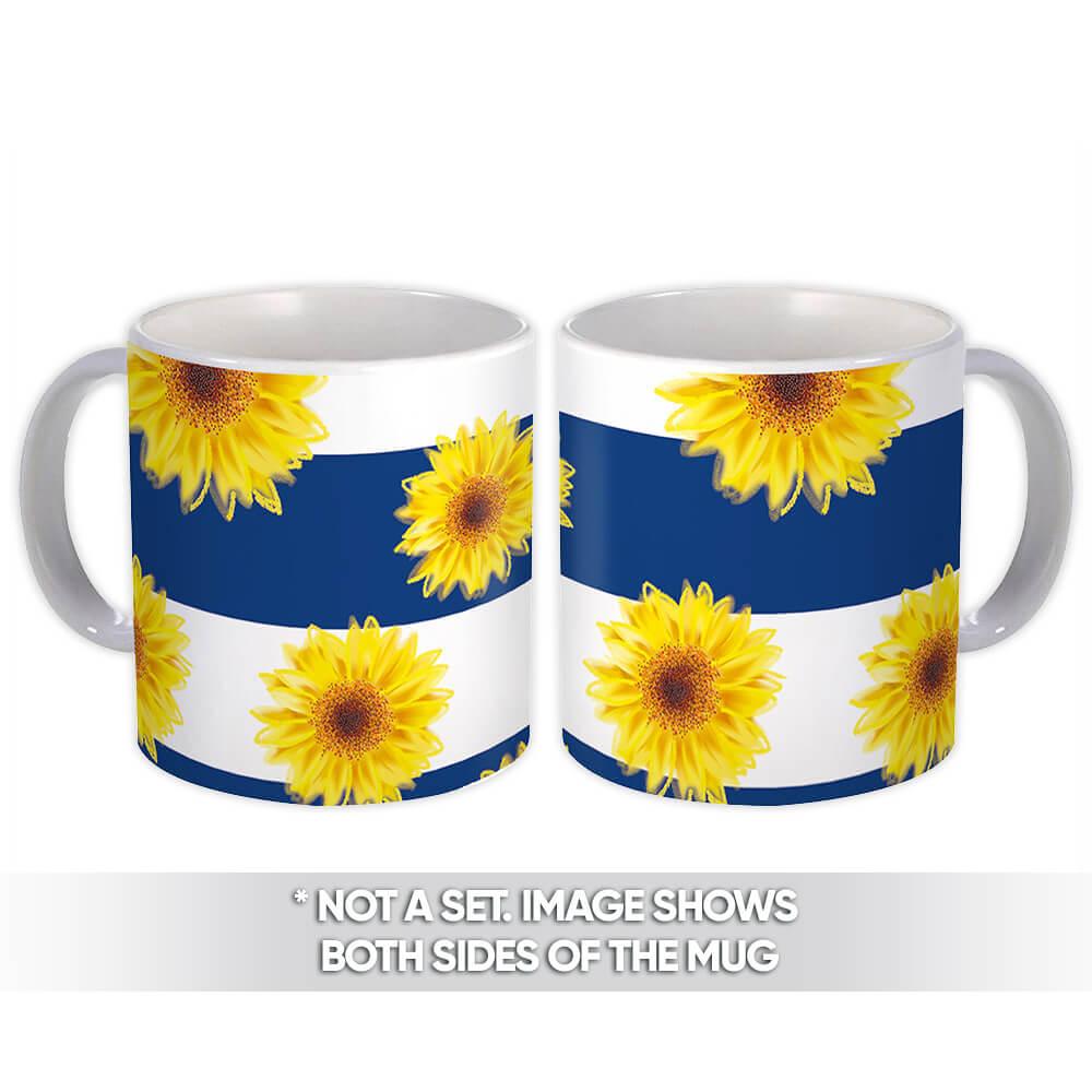 Gift Mug : Sunflowers Stripes Floral Pattern Lines Kitchen Decor Smoky Drawing