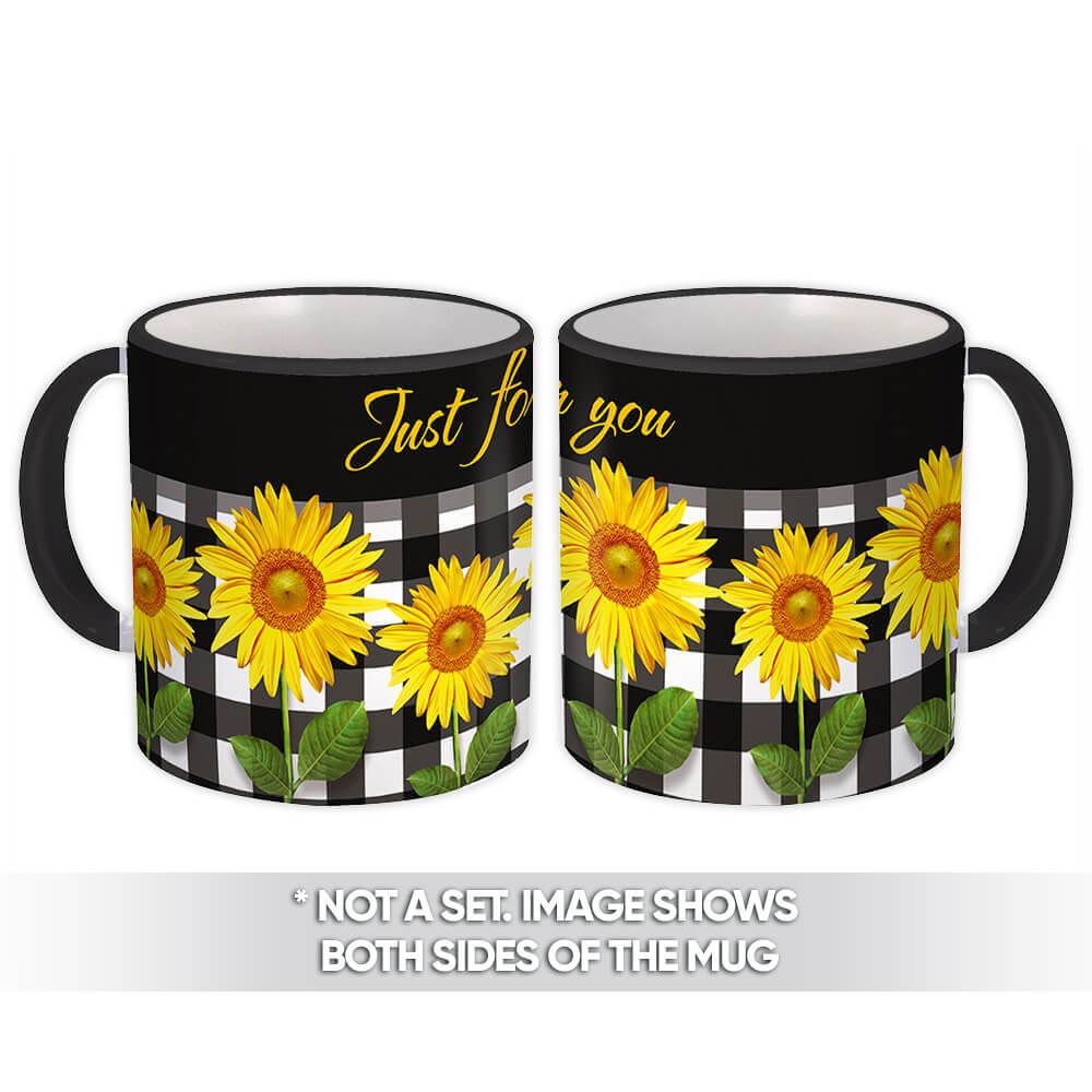 Gift Mug : Sunflower Fence Checkered Cloth Pattern Kitchen Garden Decor Coworker