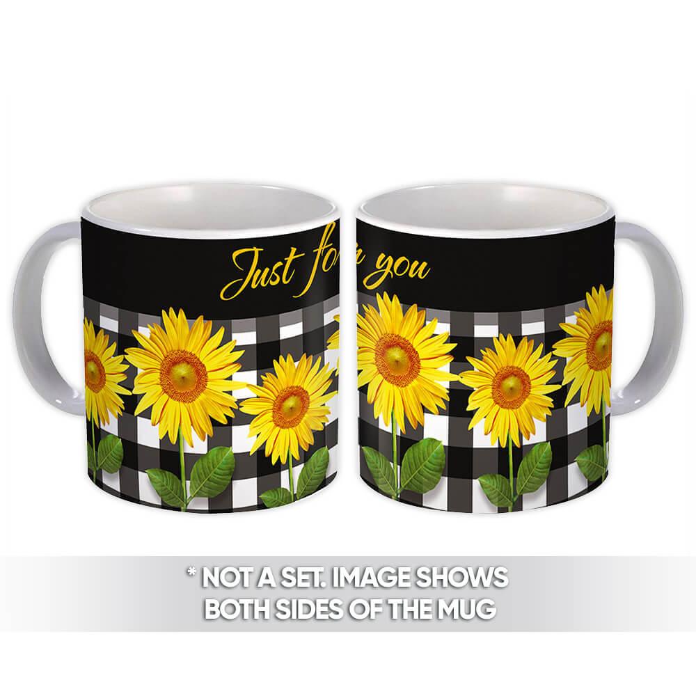 Gift Mug : Sunflower Fence Checkered Cloth Pattern Kitchen Garden Decor Coworker