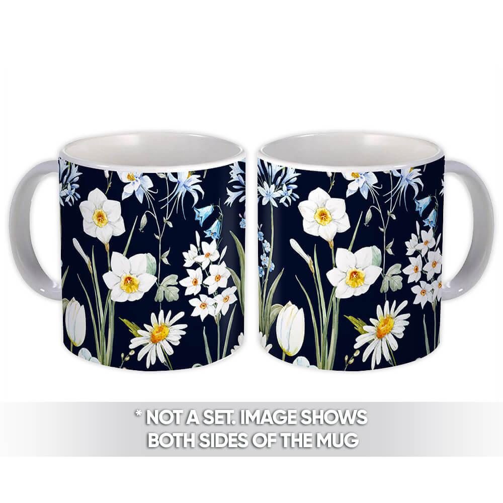 Gift Mug : Spring Flowers Daisy Tulip Narcissus Bluebells Field Pattern Tiny