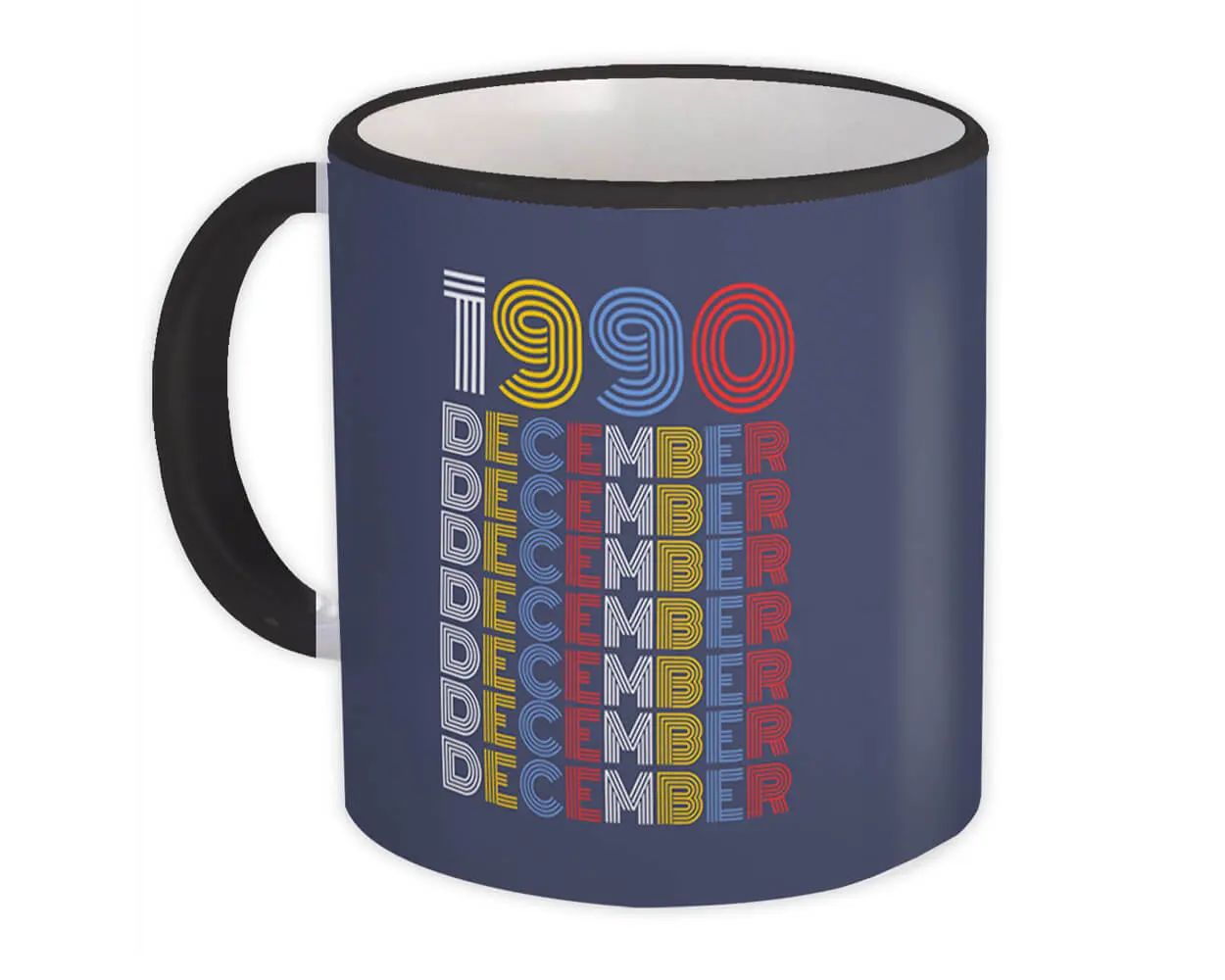 Mugs - 1990 - 1990 December Colorful Retro Birthday