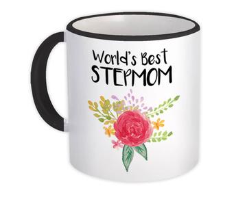 World’s Best Stepmom : Gift Mug Family Cute Flower Christmas Birthday