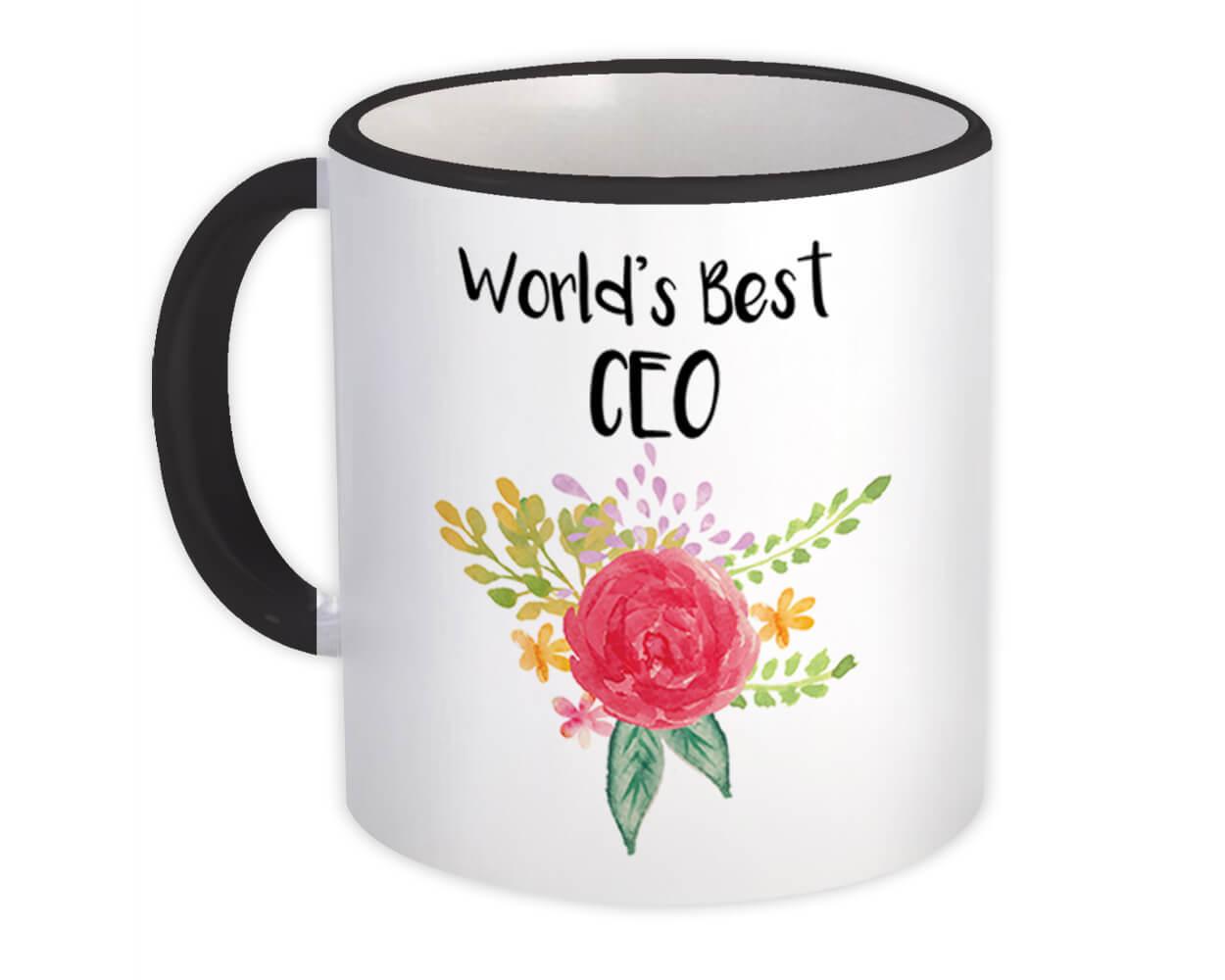 World’s Best CEO : Gift Mug Work Job Cute Flower Christmas Birthday