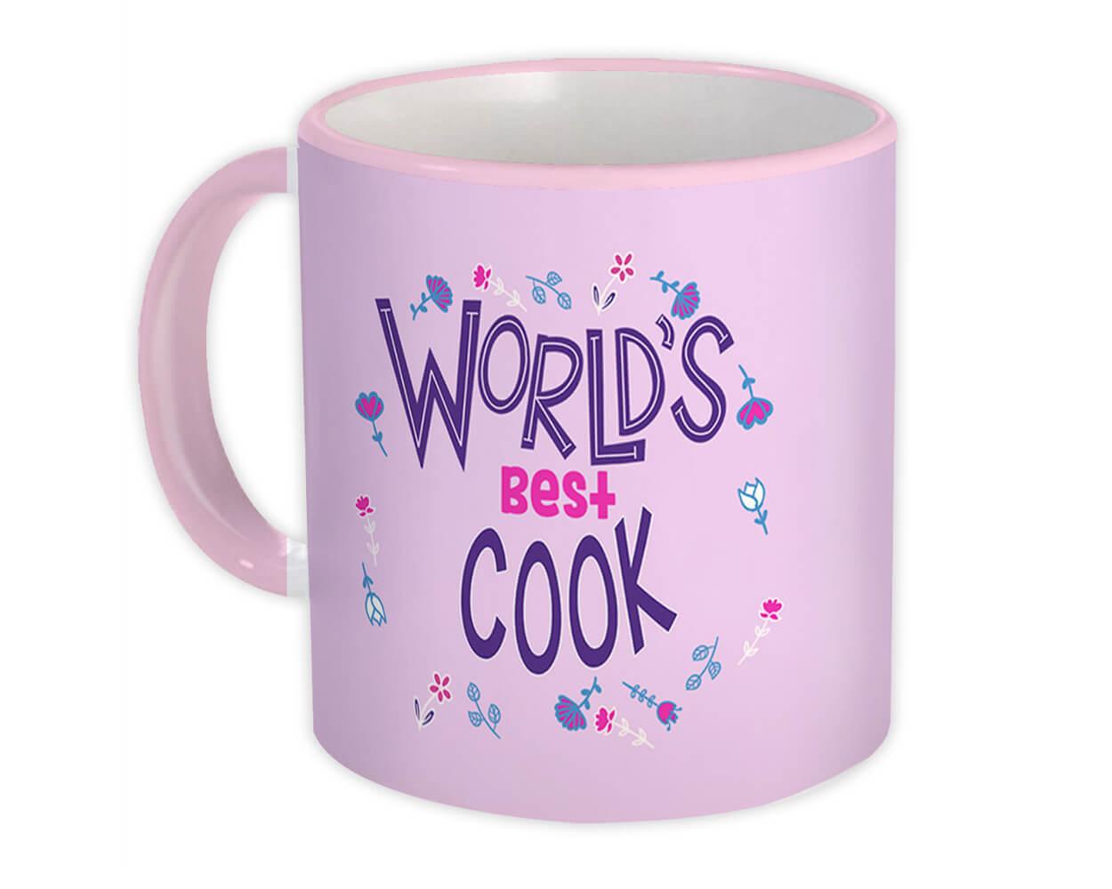 Gift Mug : Worlds Best COOK Great Floral Profession Coworker Work Job