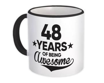 48 Years of Being Awesome : Gift Mug 48th Birthday Baseball Script Happy Cute