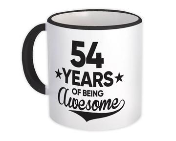 54 Years of Being Awesome : Gift Mug 54th Birthday Baseball Script Happy Cute
