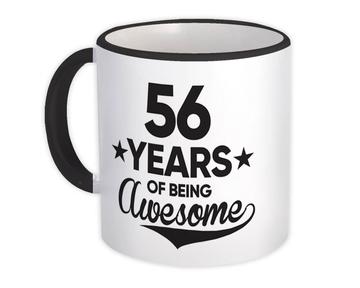 56 Years of Being Awesome : Gift Mug 56th Birthday Baseball Script Happy Cute
