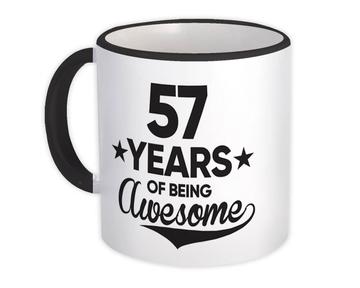 57 Years of Being Awesome : Gift Mug 57th Birthday Baseball Script Happy Cute