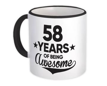 58 Years of Being Awesome : Gift Mug 58th Birthday Baseball Script Happy Cute