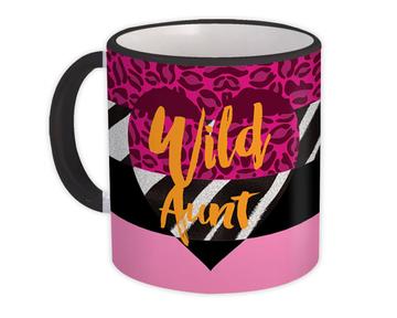 Wild AUNT : Gift Mug Animal Print Zebra Cheetah Pink Fashion Birthday