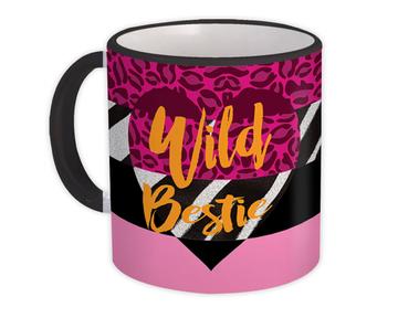 Wild BESTIE : Gift Mug Animal Print Zebra Cheetah Pink Fashion Birthday