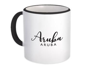 Aruba : Gift Mug Cursive Typography Aruba Tropical Beach Travel Souvenir