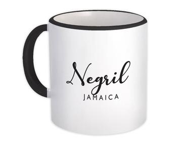 Negril : Gift Mug Cursive Typography Jamaica Tropical Beach Travel Souvenir