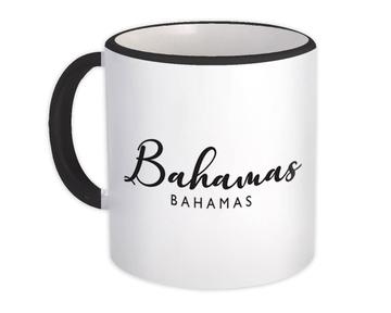 Bahamas : Gift Mug Cursive Typography Bahamas Tropical Beach Travel Souvenir
