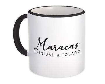Maracas : Gift Mug Cursive Typography Trinidad & Tobago Tropical Beach Travel