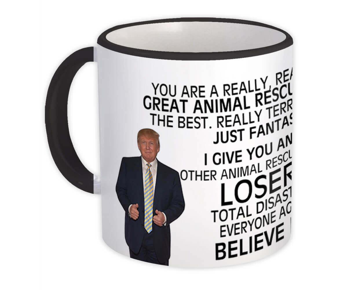 ANIMAL RESCUER Funny Trump : Gift Mug Great Birthday Christmas Jobs