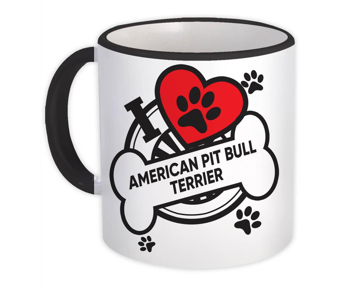 American Pit Bull Terrier: Gift Mug Dog Breed Pet I Love My Cute Puppy Dogs Pets Decorative