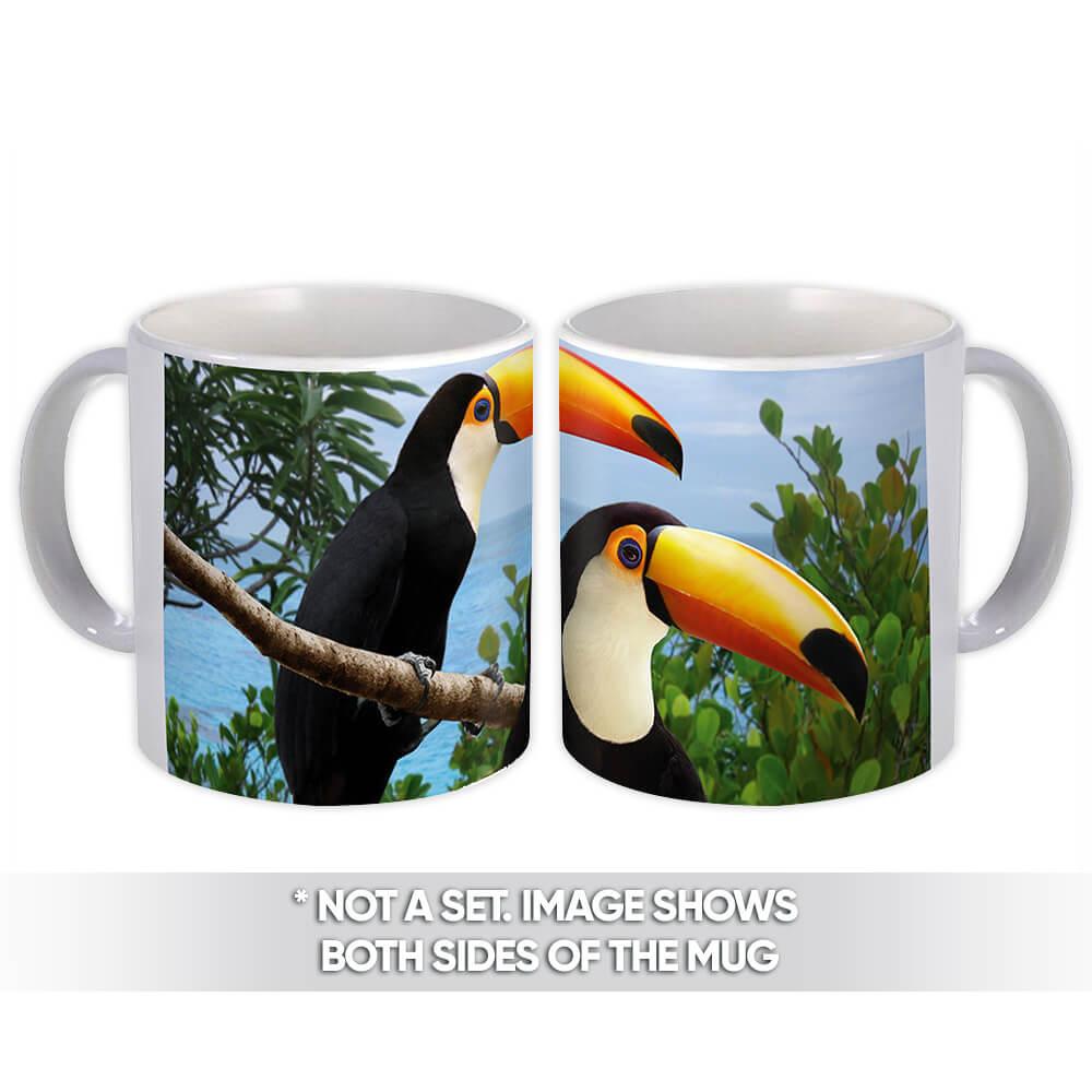 Cups Toucan  Parrot Set Of 3 Tropical Birds Ceramic Mugs 
