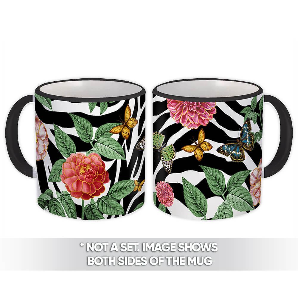 Gift Mug : Flowers Butterfly Animal Print Zebra Garden