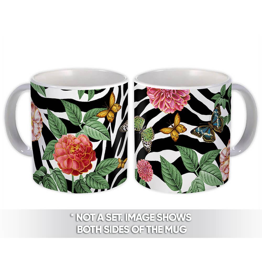 Gift Mug : Flowers Butterfly Animal Print Zebra Garden