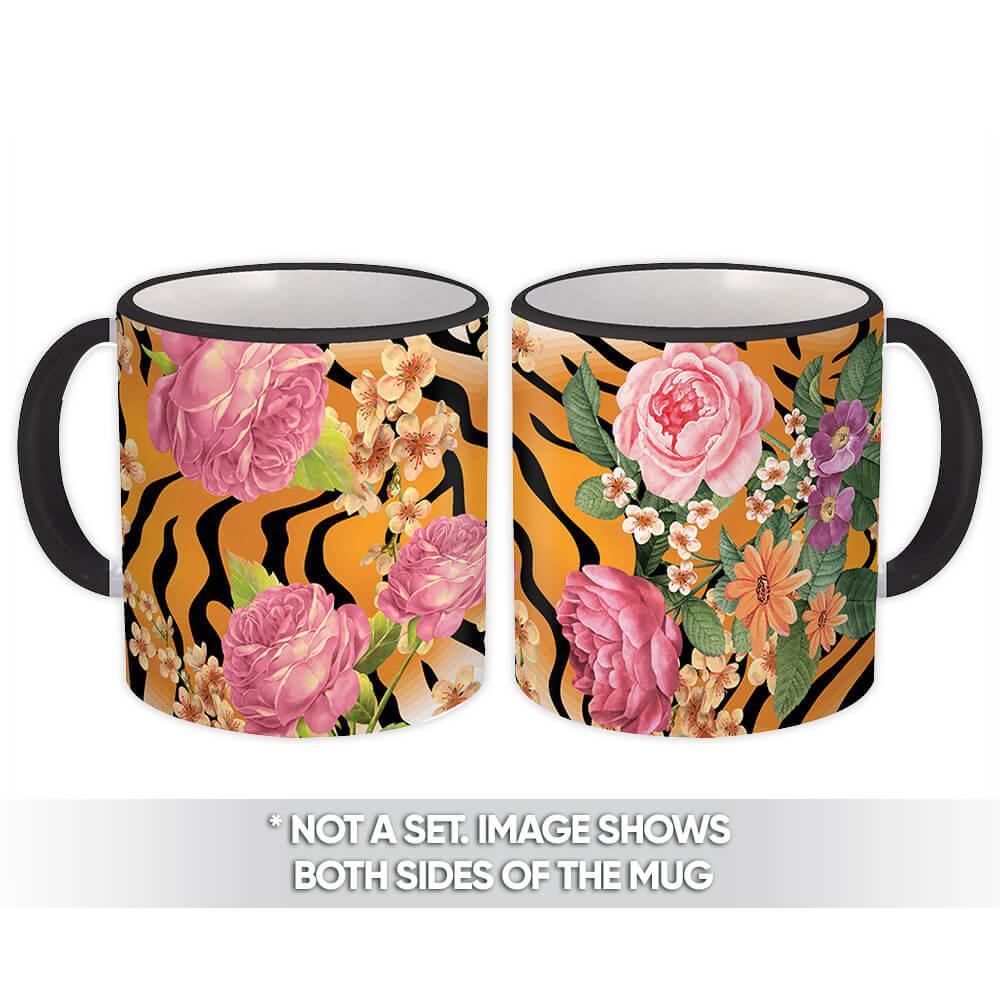 Gift Mug : Roses Tiger Animal Print Garden Flower Pattern For Her