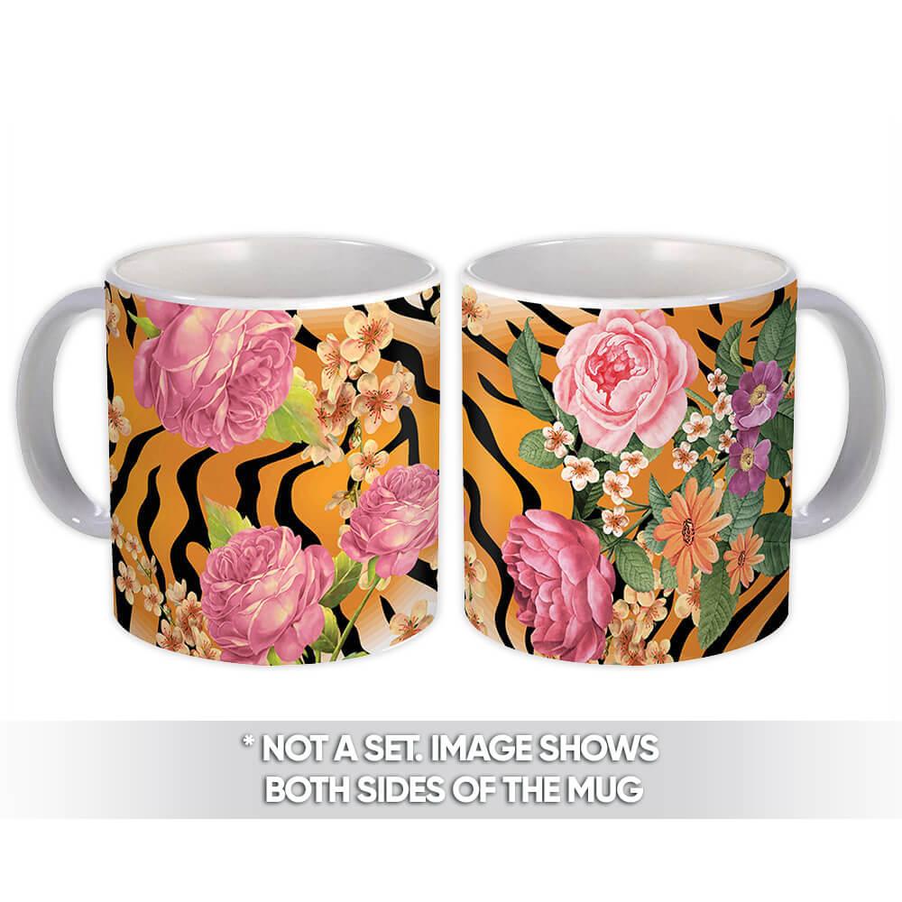 Gift Mug : Roses Tiger Animal Print Garden Flower Pattern For Her