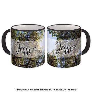 Sky Trees Crowns : Gift Mug Photograph Nature Forest Summer Home Wall Poster Decor