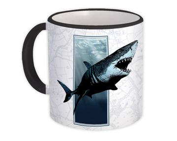 Shark : Gift Mug Maritime Vintage Map Sea Life Marine World Underwater Graphic Elegant