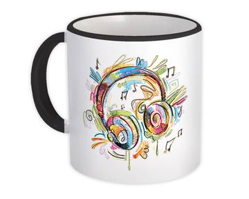 I Love Music Painted Headphones Wall Art : Gift Mug Teen Girl Card Colorful Decor