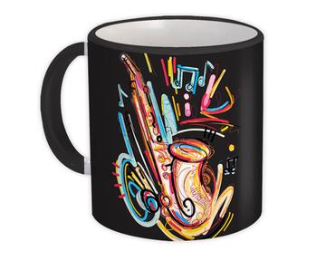 I Love Music Saxophone Painting Wall Art : Gift Mug Colorful Teenager Room Card