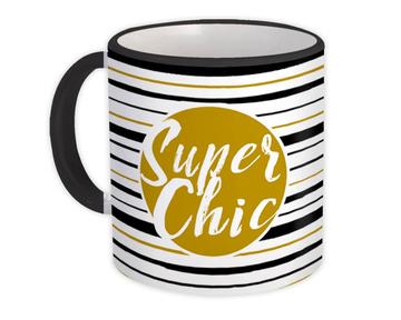 Super Chic : Gift Mug Fashion Stripes Gold Modern Pastel