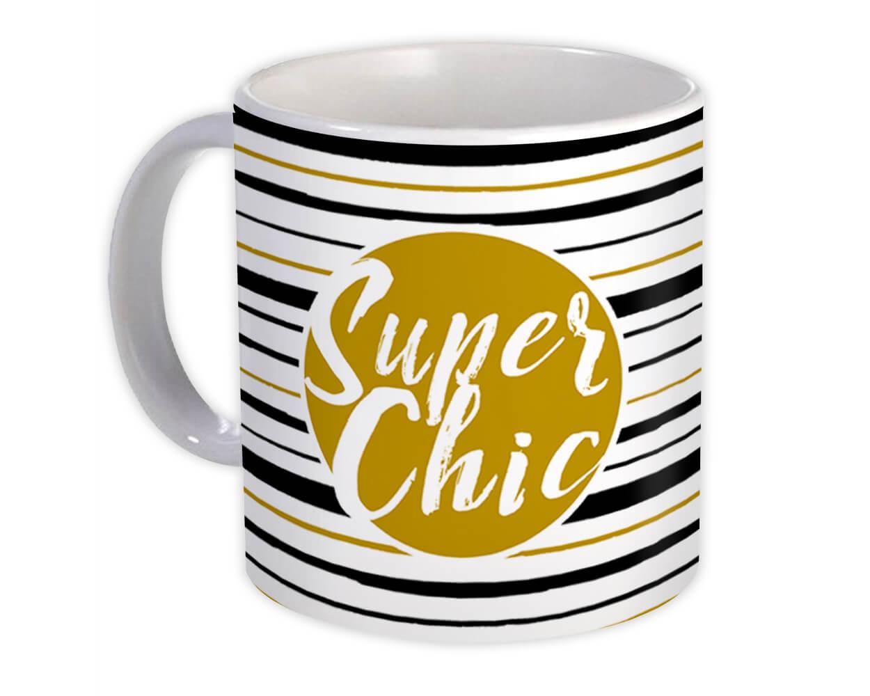 Gift Mug : Super Chic Fashion Stripes Gold Modern Pastel