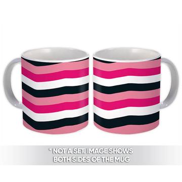 Missoni : Gift Mug Pink Decor Chevron Pink Black White Red Stripes Abstract
