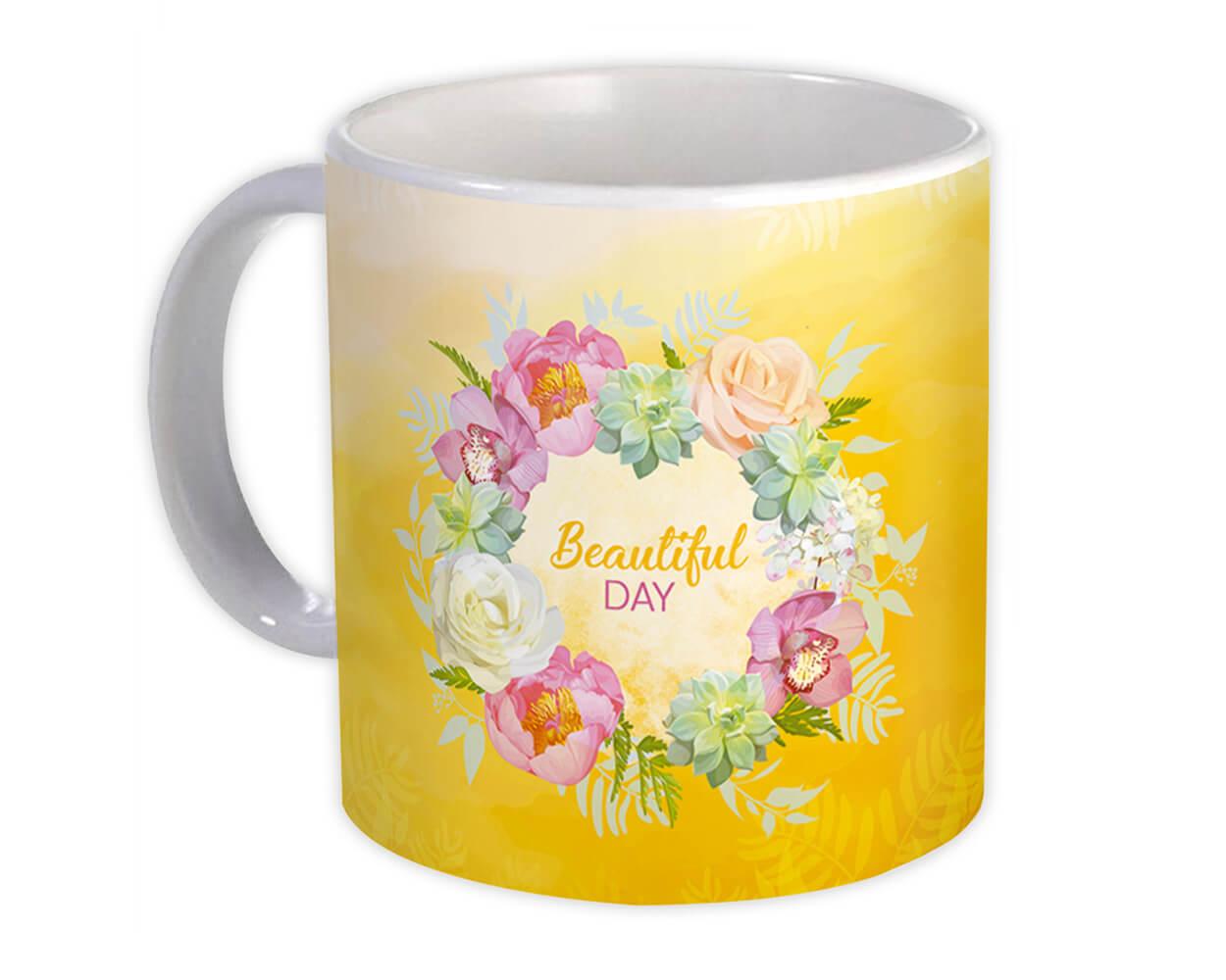 Gift Mug : Flowers Beautiful Day Pastel Aquarelle Garland Artistic Watercolors