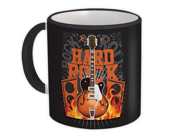 Hard Rock And Roll Guitar Fire Speakers Music Art Print : Gift Mug Musician Card