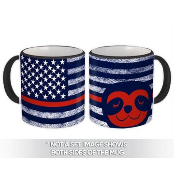 Flag Sloth : Gift Mug Americana USA July 4th Patriot America