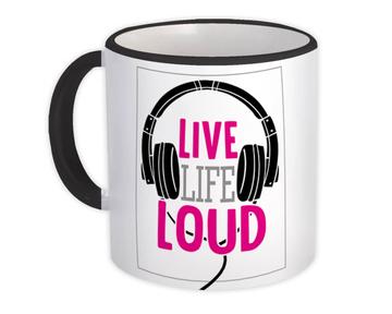 Live Life Loud Wall Art Print Musical Poster : Gift Mug Headphones Teenager Room Decor