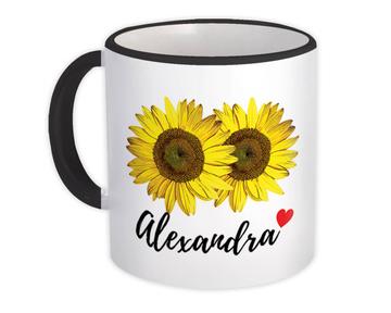 Sunflower Personalized Name : Gift Mug Flower Floral Yellow Decor Customizable Alexandra