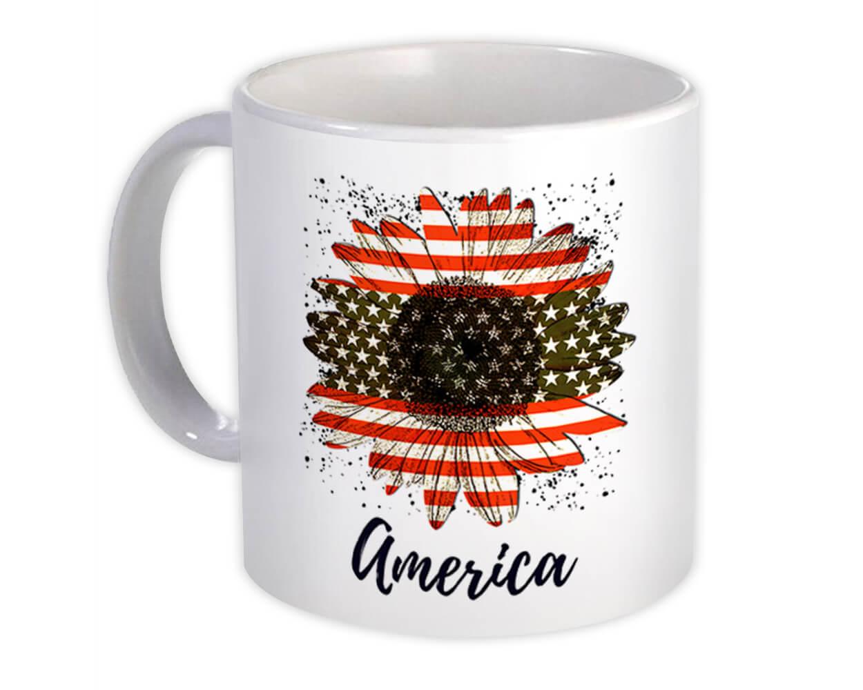 Gift Mug : Sunflower American Flag Flower Floral Yellow Decor Patriotic