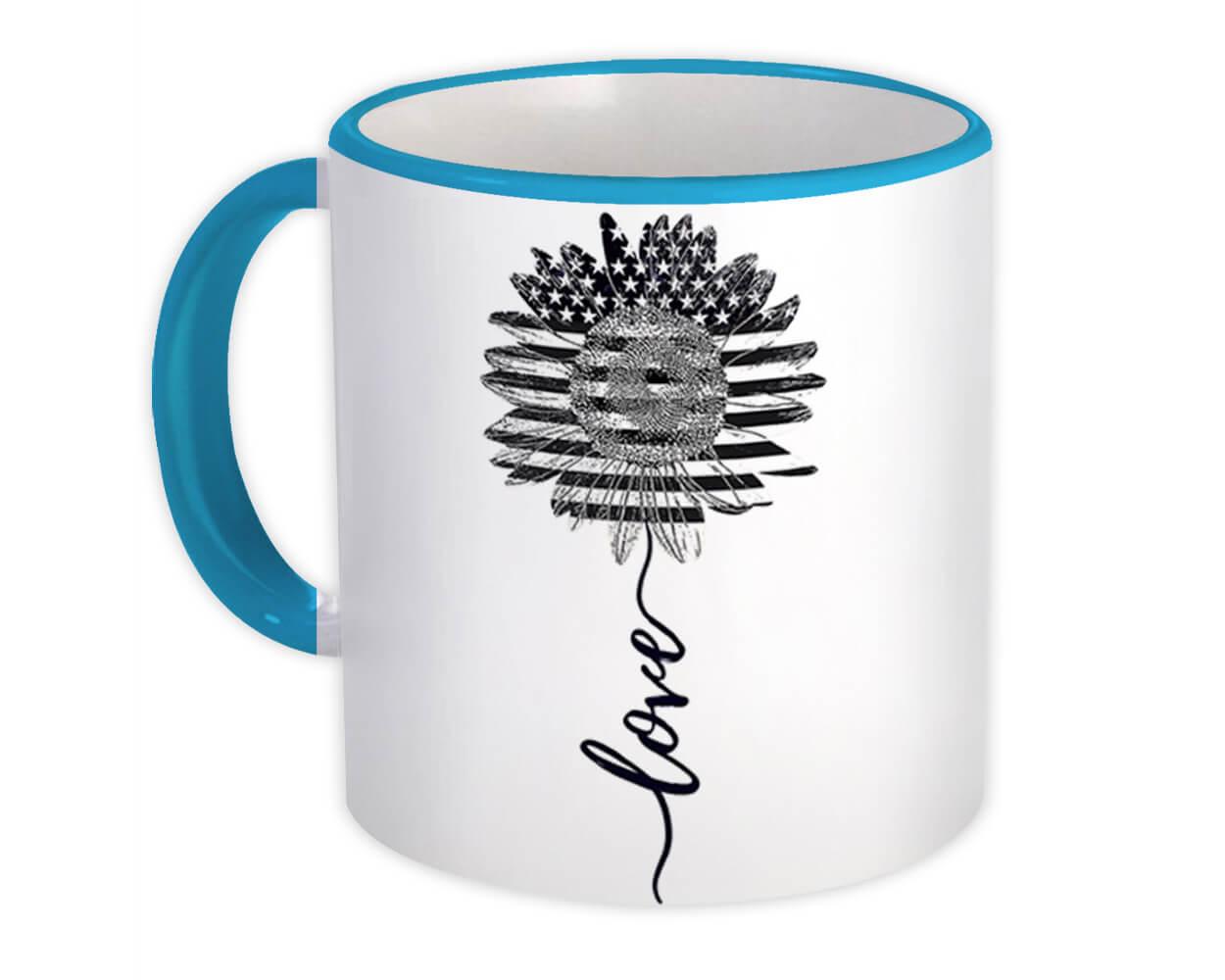 Gift Mug : Sunflower Love American Flag Flower Floral Yellow Decor Patriotic