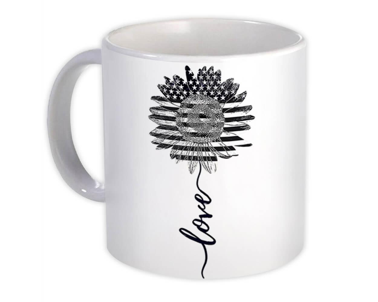 Gift Mug : Sunflower Love American Flag Flower Floral Yellow Decor Patriotic